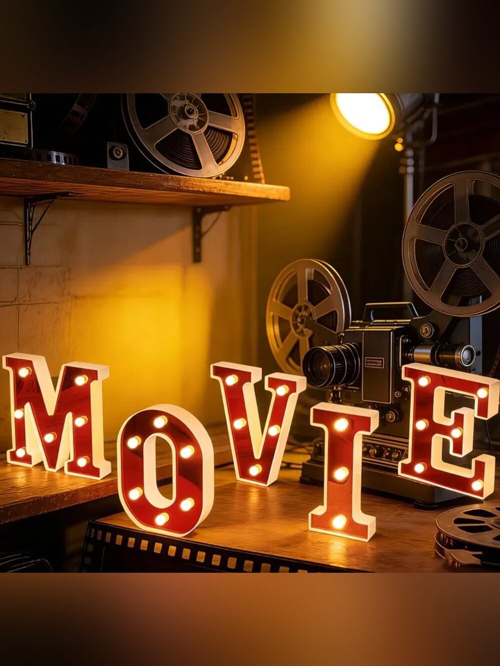 Red 'MOVIE' Marquee Sign Lights - Home Party Decor - Picture 2 of 3